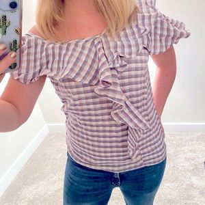 Jessica Simpson Checked Ruffle Top -S